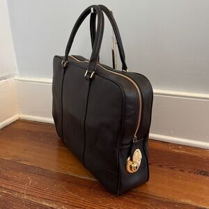 BROOKS BROTHERS  Vintage Brown Full Grain Thick Leather Briefcase Bag Gold Lock